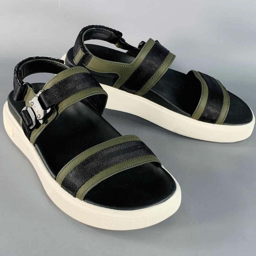 BALLY Size 7 Jere Black Charcoal Nylon Rubber Sole Buckle Sandals